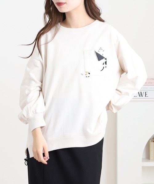 Quelle Chance(ケルシャンス)の「裾ドロスト プルオーバー(Tシャツ/カットソー・レディース・チャコールグレー/キナリ/ベージュ・M/L)」の6枚目の写真