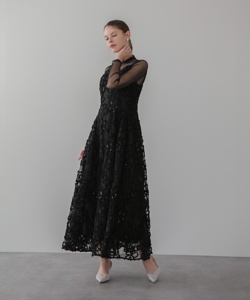 Leja（レジャ）の「【LEJA】シアーフラワーレースレイヤードワンピース