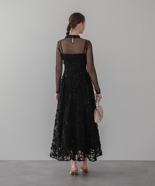 Leja（レジャ）の「【LEJA】シアーフラワーレースレイヤードワンピース