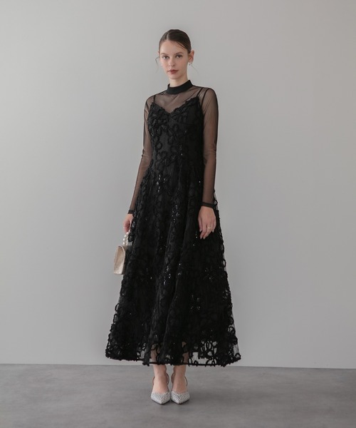 Leja（レジャ）の「【LEJA】シアーフラワーレースレイヤードワンピース