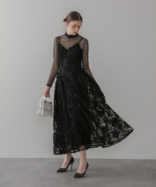 Leja（レジャ）の「【LEJA】シアーフラワーレースレイヤードワンピース