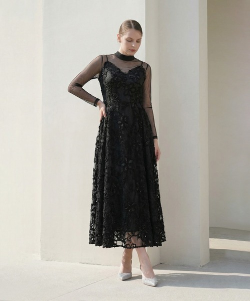 Leja(レジャ)の「【LEJA】シアーフラワーレースレイヤードワンピースオケージョンドレス(ドレス・レディース・ブラック・SMALL/MEDIUM)」の17枚目の写真