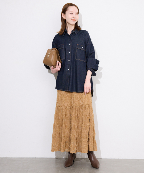 SLOBE IENA（スローブイエナ）の「マジョリカジャガードフレアスカート（スカート・レディース・キャメル/ブラック・FREE）」の15枚目の写真