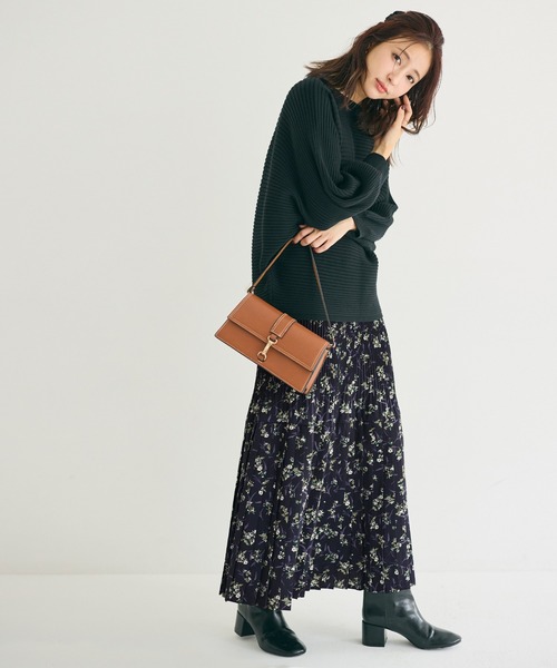 インゲボルグ 花柄プリーツロングスカート ネイビー セール】 【OUTLET】カメリアロゴボーダーpt.スカート （ロング