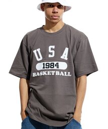 ユエスエイバスケットボール 半袖Tシャツ チャコール ホワイト