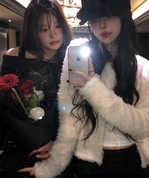 anyonemore（エニワンモア）の「ブークレボアショートカーディガン（カーディガン/ボレロ・レディース・アイボリー/ブラック・FREE）」の18枚目の写真