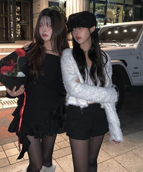 anyonemore（エニワンモア）の「ブークレボアショートカーディガン（カーディガン/ボレロ・レディース・アイボリー/ブラック・FREE）」の22枚目の写真