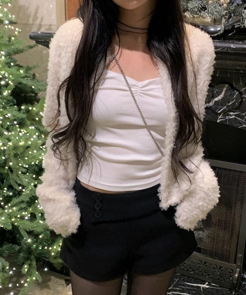 anyonemore（エニワンモア）の「ブークレボアショートカーディガン（カーディガン/ボレロ・レディース・アイボリー/ブラック・FREE）」の19枚目の写真