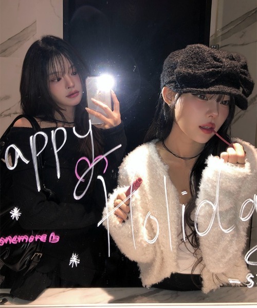 anyonemore（エニワンモア）の「ブークレボアショートカーディガン（カーディガン/ボレロ・レディース・アイボリー/ブラック・FREE）」の15枚目の写真