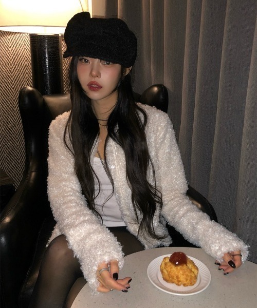 anyonemore（エニワンモア）の「ブークレボアショートカーディガン（カーディガン/ボレロ・レディース・アイボリー/ブラック・FREE）」の7枚目の写真