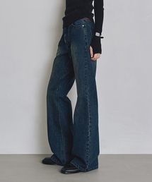 ルーズフィットブーツカットデニムパンツダークブルー COWPT002DBLUE