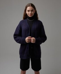 brushed v-neck cardigan - navy