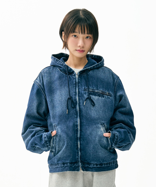 FDR(エフディーアール)の「Heavy Denim Work Hood Quilting Jacket Blue(パーカー・メンズ・その他・SMALL/MEDIUM/LARGE)」の1枚目の写真