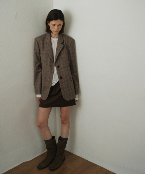 UNNOUT(アナウト)の「PREPPY CHECK WOOL JACKET BEIGE(テーラードジャケット・レディース・その他・FREE)」の2枚目の写真