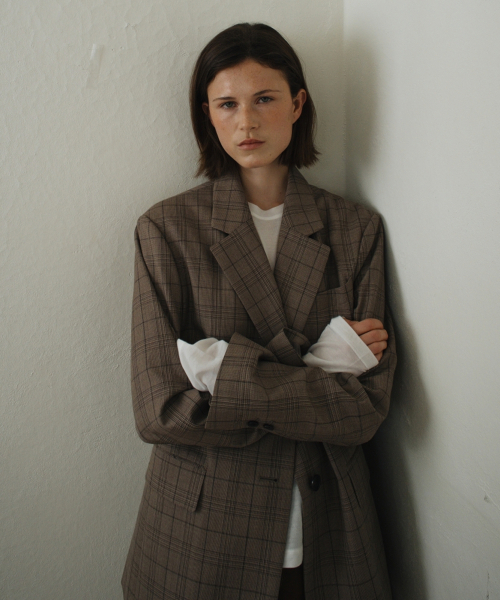 UNNOUT(アナウト)の「PREPPY CHECK WOOL JACKET BEIGE(テーラードジャケット・レディース・その他・FREE)」の3枚目の写真