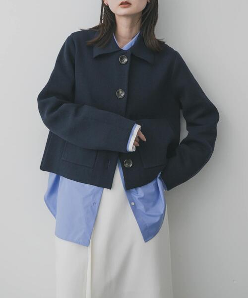 SENSE OF PLACE by URBAN RESEARCH（センスオブプレイスバイアーバンリサーチ）の「『洗濯可』ビックボタンニットジャケット（ニット/セーター・レディース・ネイビー/アイボリー/チャコールグレー・ONE）」の3枚目の写真