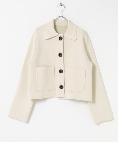 SENSE OF PLACE by URBAN RESEARCH（センスオブプレイスバイアーバンリサーチ）の「『洗濯可』ビックボタンニットジャケット（ニット/セーター・レディース・ネイビー/アイボリー/チャコールグレー・ONE）」の19枚目の写真