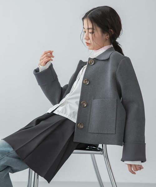 SENSE OF PLACE by URBAN RESEARCH（センスオブプレイスバイアーバンリサーチ）の「『洗濯可』ビックボタンニットジャケット（ニット/セーター・レディース・ネイビー/アイボリー/チャコールグレー・ONE）」の13枚目の写真