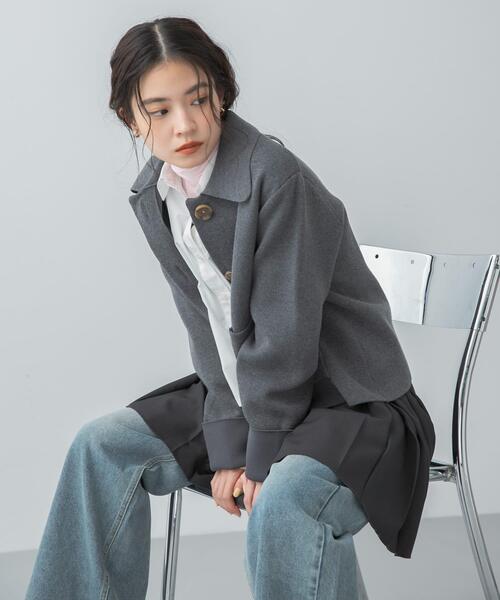 SENSE OF PLACE by URBAN RESEARCH（センスオブプレイスバイアーバンリサーチ）の「『洗濯可』ビックボタンニットジャケット（ニット/セーター・レディース・ネイビー/アイボリー/チャコールグレー・ONE）」の14枚目の写真