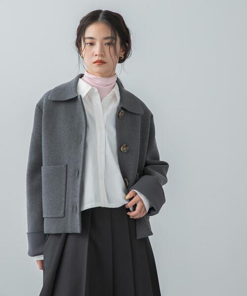 SENSE OF PLACE by URBAN RESEARCH（センスオブプレイスバイアーバンリサーチ）の「『洗濯可』ビックボタンニットジャケット（ニット/セーター・レディース・ネイビー/アイボリー/チャコールグレー・ONE）」の15枚目の写真