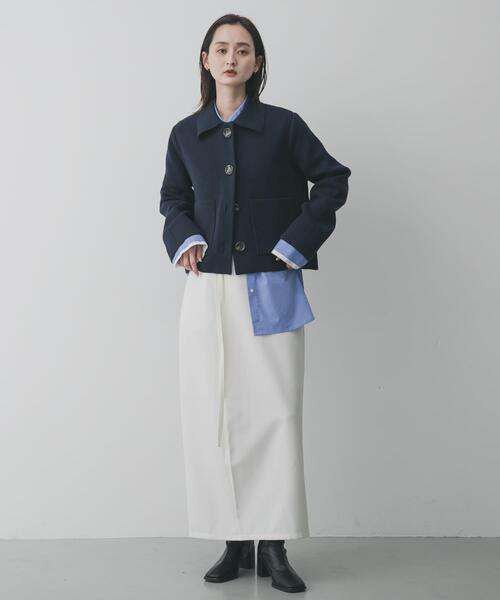 SENSE OF PLACE by URBAN RESEARCH（センスオブプレイスバイアーバンリサーチ）の「『洗濯可』ビックボタンニットジャケット（ニット/セーター・レディース・ネイビー/アイボリー/チャコールグレー・ONE）」の5枚目の写真