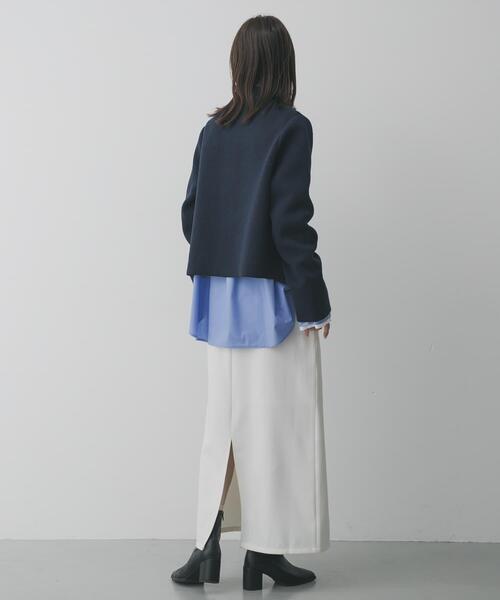 SENSE OF PLACE by URBAN RESEARCH（センスオブプレイスバイアーバンリサーチ）の「『洗濯可』ビックボタンニットジャケット（ニット/セーター・レディース・ネイビー/アイボリー/チャコールグレー・ONE）」の6枚目の写真