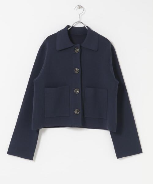 SENSE OF PLACE by URBAN RESEARCH（センスオブプレイスバイアーバンリサーチ）の「『洗濯可』ビックボタンニットジャケット（ニット/セーター・レディース・ネイビー/アイボリー/チャコールグレー・ONE）」の7枚目の写真