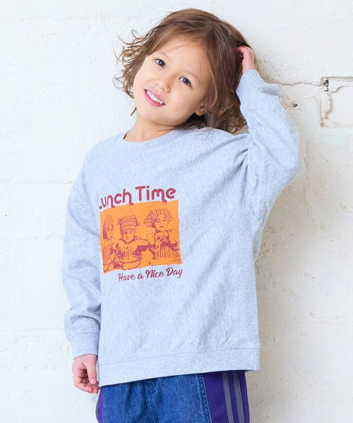 MARKEY'S(マーキーズ)の「ナガソデリブロンティー(Tシャツ/カットソー・キッズ・オフホワイト/ブルー/テラコッタ/杢グレー・100/95/90/80/110/150/140/130/120)」の2枚目の写真