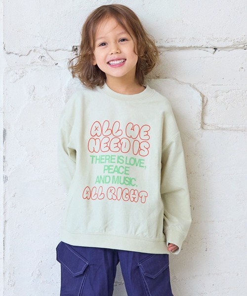 MARKEY'S(マーキーズ)の「ナガソデリブロンティー(Tシャツ/カットソー・キッズ・オフホワイト/ブルー/テラコッタ/杢グレー・100/95/90/80/110/150/140/130/120)」の1枚目の写真