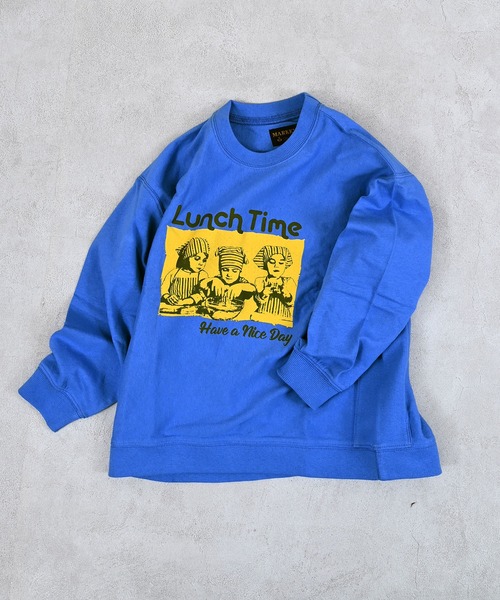 MARKEY'S(マーキーズ)の「ナガソデリブロンティー(Tシャツ/カットソー・キッズ・オフホワイト/ブルー/テラコッタ/杢グレー・100/95/90/80/110/150/140/130/120)」の4枚目の写真