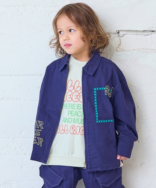 MARKEY'S(マーキーズ)の「ナガソデリブロンティー(Tシャツ/カットソー・キッズ・オフホワイト/ブルー/テラコッタ/杢グレー・100/95/90/80/110/150/140/130/120)」の7枚目の写真