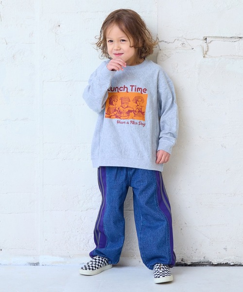 MARKEY'S(マーキーズ)の「ナガソデリブロンティー(Tシャツ/カットソー・キッズ・オフホワイト/ブルー/テラコッタ/杢グレー・100/95/90/80/110/150/140/130/120)」の19枚目の写真