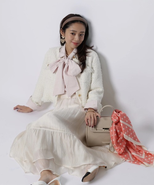 JUSGLITTY（ジャスグリッティー）の「シアーヘムティアードスカート（スカート・レディース・ブルー系その他3/オフホワイト・1/0/2）」の3枚目の写真