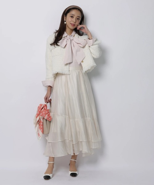 JUSGLITTY（ジャスグリッティー）の「シアーヘムティアードスカート（スカート・レディース・ブルー系その他3/オフホワイト・1/0/2）」の4枚目の写真