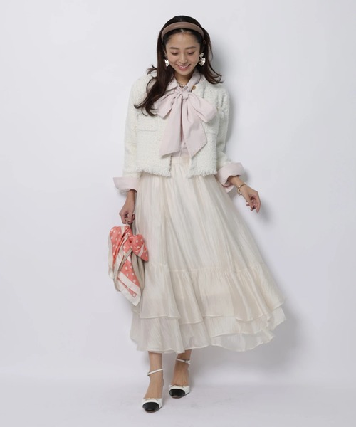 JUSGLITTY（ジャスグリッティー）の「シアーヘムティアードスカート（スカート・レディース・ブルー系その他3/オフホワイト・1/0/2）」の5枚目の写真