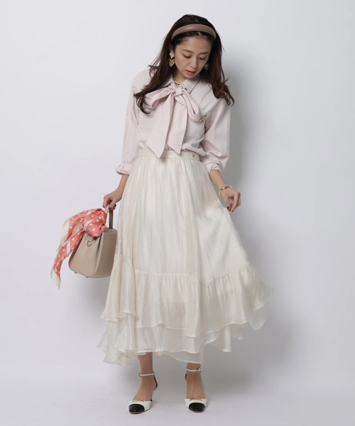 JUSGLITTY（ジャスグリッティー）の「シアーヘムティアードスカート（スカート・レディース・ブルー系その他3/オフホワイト・1/0/2）」の8枚目の写真