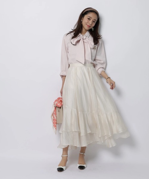 JUSGLITTY（ジャスグリッティー）の「シアーヘムティアードスカート（スカート・レディース・ブルー系その他3/オフホワイト・1/0/2）」の10枚目の写真