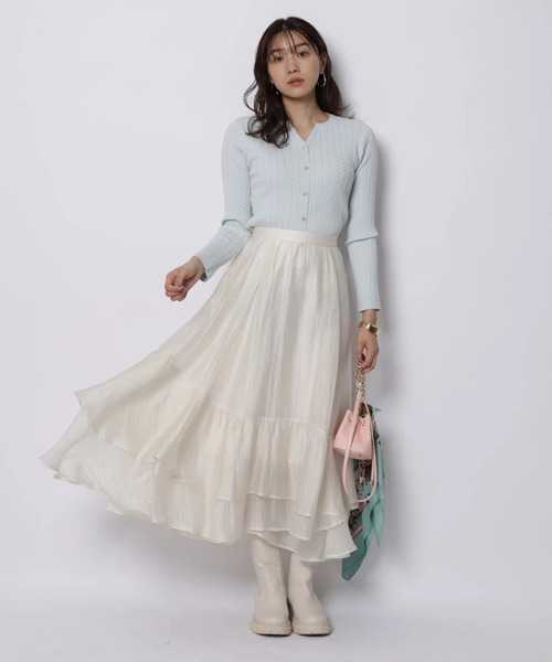 JUSGLITTY（ジャスグリッティー）の「シアーヘムティアードスカート（スカート・レディース・ブルー系その他3/オフホワイト・1/0/2）」の12枚目の写真