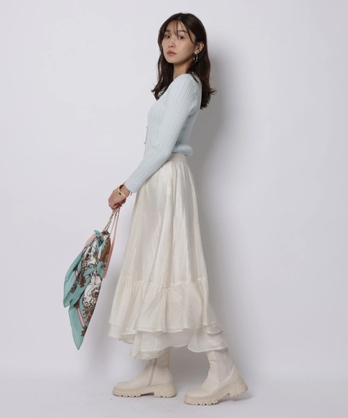 JUSGLITTY（ジャスグリッティー）の「シアーヘムティアードスカート（スカート・レディース・ブルー系その他3/オフホワイト・1/0/2）」の13枚目の写真