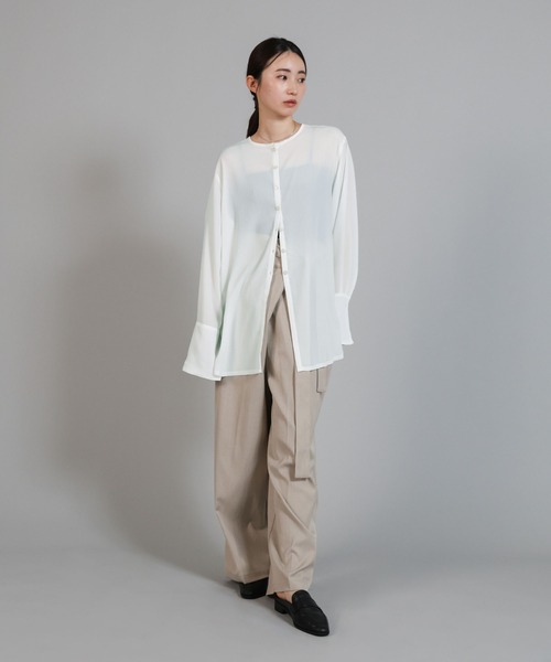 select MOCA Et(セレクトモカエト)の「【Et】Button Design Wide Cuff Blouse(シャツ/ブラウス・レディース・ブラック/ホワイト・FREE)」の3枚目の写真