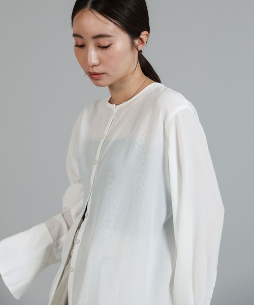 select MOCA Et(セレクトモカエト)の「【Et】Button Design Wide Cuff Blouse(シャツ/ブラウス・レディース・ブラック/ホワイト・FREE)」の11枚目の写真