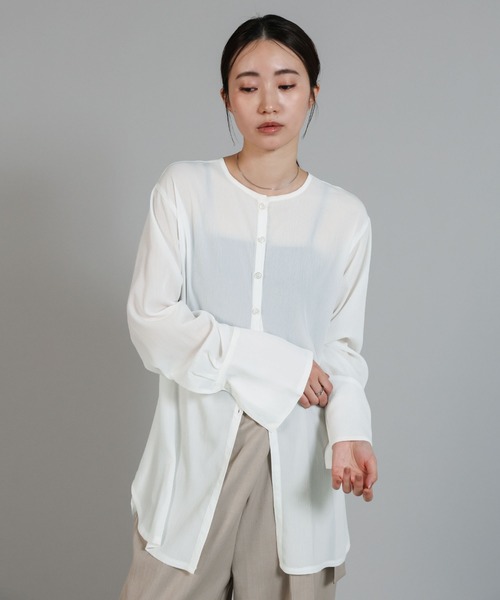 select MOCA Et(セレクトモカエト)の「【Et】Button Design Wide Cuff Blouse(シャツ/ブラウス・レディース・ブラック/ホワイト・FREE)」の5枚目の写真
