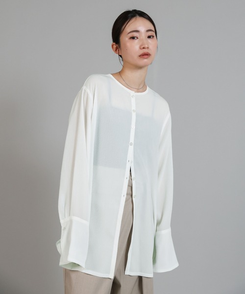 select MOCA Et(セレクトモカエト)の「【Et】Button Design Wide Cuff Blouse(シャツ/ブラウス・レディース・ブラック/ホワイト・FREE)」の6枚目の写真