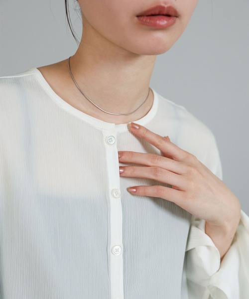 select MOCA Et(セレクトモカエト)の「【Et】Button Design Wide Cuff Blouse(シャツ/ブラウス・レディース・ブラック/ホワイト・FREE)」の7枚目の写真