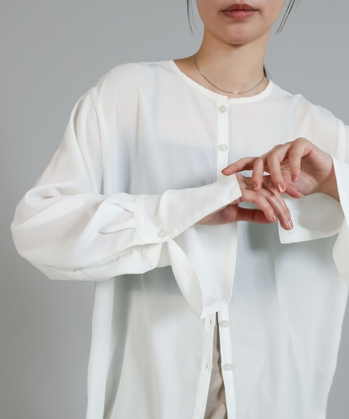 select MOCA Et(セレクトモカエト)の「【Et】Button Design Wide Cuff Blouse(シャツ/ブラウス・レディース・ブラック/ホワイト・FREE)」の9枚目の写真