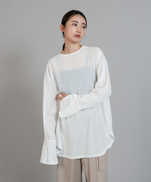 select MOCA Et(セレクトモカエト)の「【Et】Button Design Wide Cuff Blouse(シャツ/ブラウス・レディース・ブラック/ホワイト・FREE)」の13枚目の写真