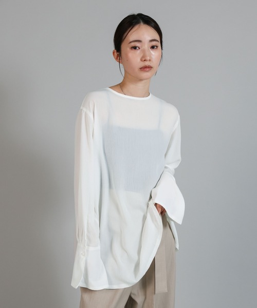 select MOCA Et(セレクトモカエト)の「【Et】Button Design Wide Cuff Blouse(シャツ/ブラウス・レディース・ブラック/ホワイト・FREE)」の14枚目の写真