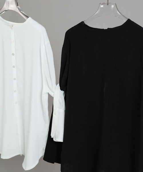select MOCA Et(セレクトモカエト)の「【Et】Button Design Wide Cuff Blouse(シャツ/ブラウス・レディース・ブラック/ホワイト・FREE)」の19枚目の写真