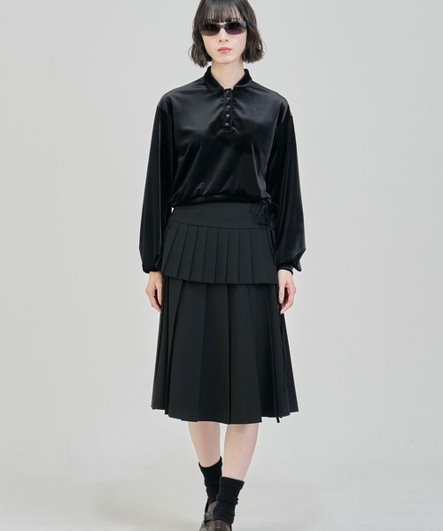 Nora Lily elle(ノラリリーエル)の「【Nora Lily】「elle」Velvet Polo(Tシャツ/カットソー・レディース・ダークブラウン/ブルー/ブラック・FREE)」の7枚目の写真