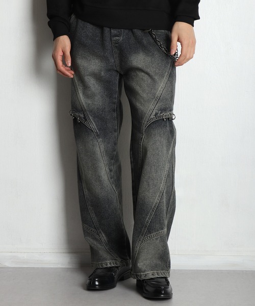 WESTSEA(ウエストシー)の「ウォレットチェーン付き デニムパンツ ウォッシュ加工(デニムパンツ・メンズ・グレー/ブルー/ブラック・M/L/XL)」の3枚目の写真